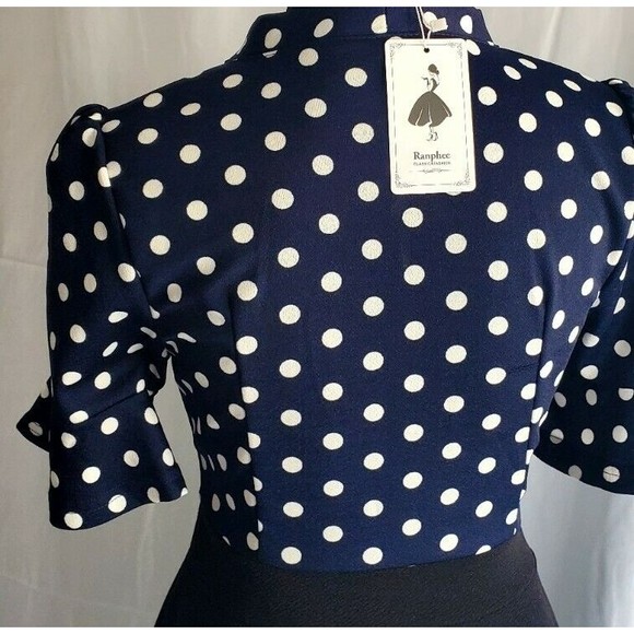 NWT RANPHEE Womens Short Sleeve Bow Tie Dress Fit and Flare Work Dress Sz Small - Picture 4 of 6